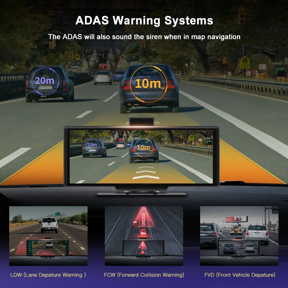 Dashboard Android 13 Dash Cam 5.1Bluetooth U Disk ADAS GPS Navigation FM AUX 24H Parking Monitor Car DVR Video Recorder