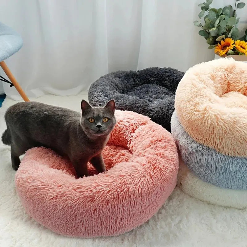 🥰Round Cat Beds House Soft Long Plush Best Pet Dog Bed For Dogs Basket Pet Products Cushion Cat Bed Cat Mat Animals Sleeping Sofa