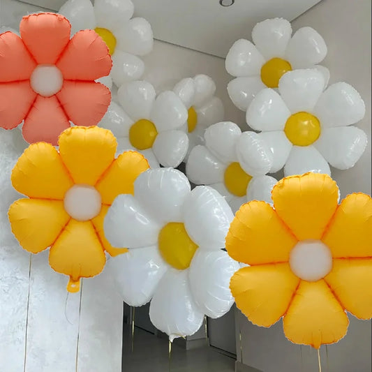Pink White Daisy Flower Foil Balloons Wedding Birthday Party Decorations Sunflowers Inflate Balls Baby Shower Photo Props Ballon