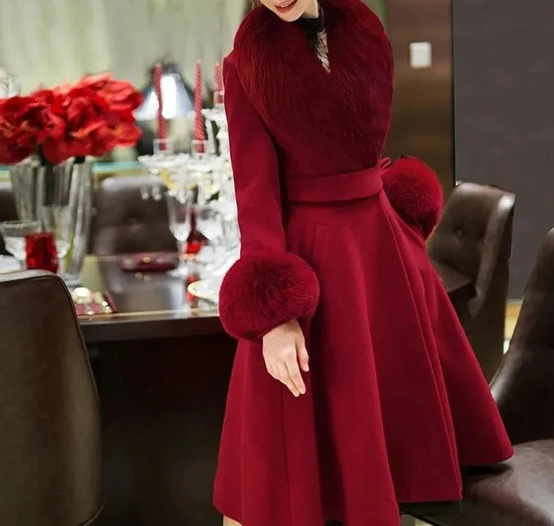 😍Double-sided Wool Coat Womens 2022 Autumn Winter Fashion Jacket Women Fur Collar Outerwear