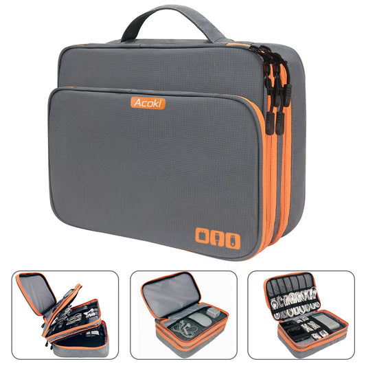 Electronic Accessories Organizer, Storage Handbag with Front Pocket Travel Cable Organizer Large Capacity for iPad