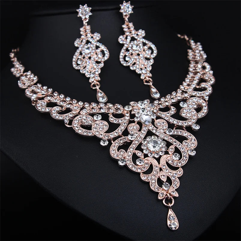 CC Jewelry Set Necklace and Drop Earrings 2pcs Wedding Accessories For Women Bridal Luxury Party Fine Gift Zircon Choker D020