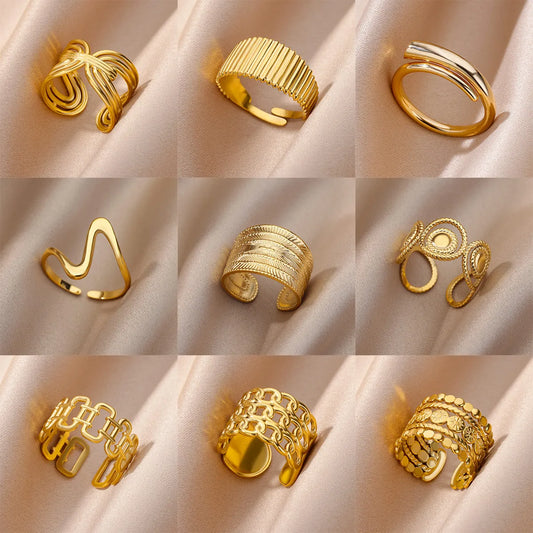 Rings For Women Men Gold Color Open Gothic Geometric Ring Female Male Fashion Jewelry 2023 Trend Free Shipping