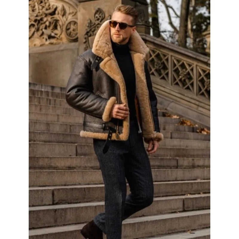 Men's Fur Coat Winter Thickened Fur Imitation Leather Jacket Men Clothing