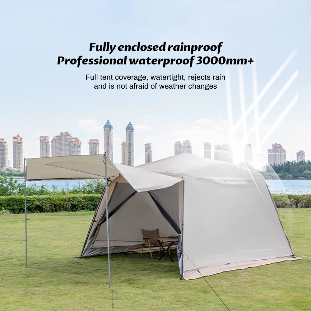 Outdoor Pergola Automatic Aluminum Pole Tent 7-9 People Camping Rainproof Silver Glue Sunscreen Beach Mosquito Net Sunshade