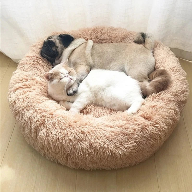 🥰Round Cat Beds House Soft Long Plush Best Pet Dog Bed For Dogs Basket Pet Products Cushion Cat Bed Cat Mat Animals Sleeping Sofa