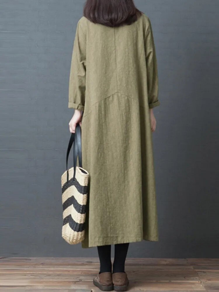 🌹Women Casual Dresses New Arrival 2023 Autumn Comfortable Female Cotton Linen Long Dresses